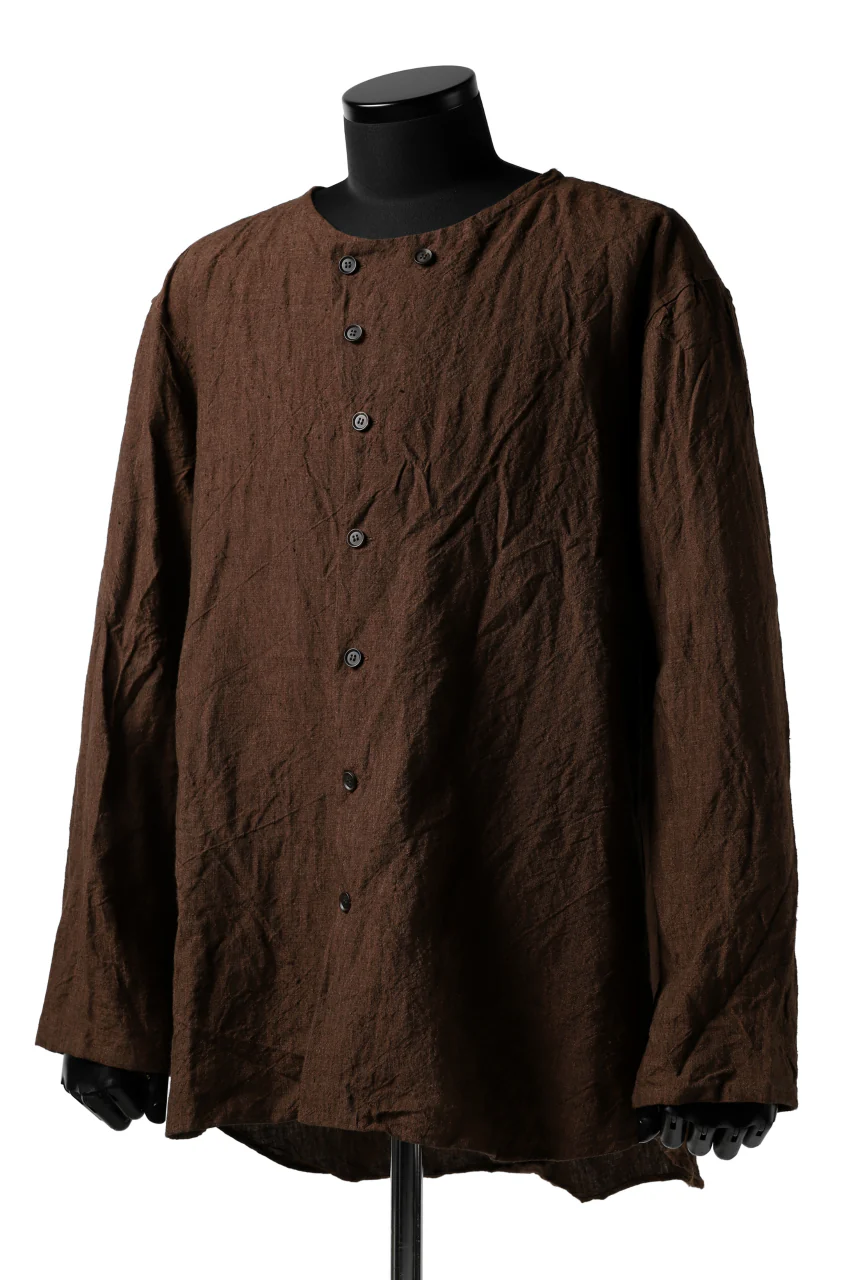 YUTA MATSUOKA minimal shirt / sulfur dyed washer linen (DARK RED) - Image 10