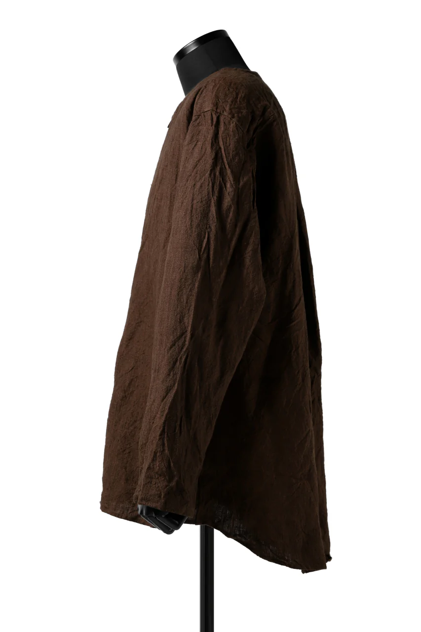 YUTA MATSUOKA minimal shirt / sulfur dyed washer linen (DARK RED) - Image 11