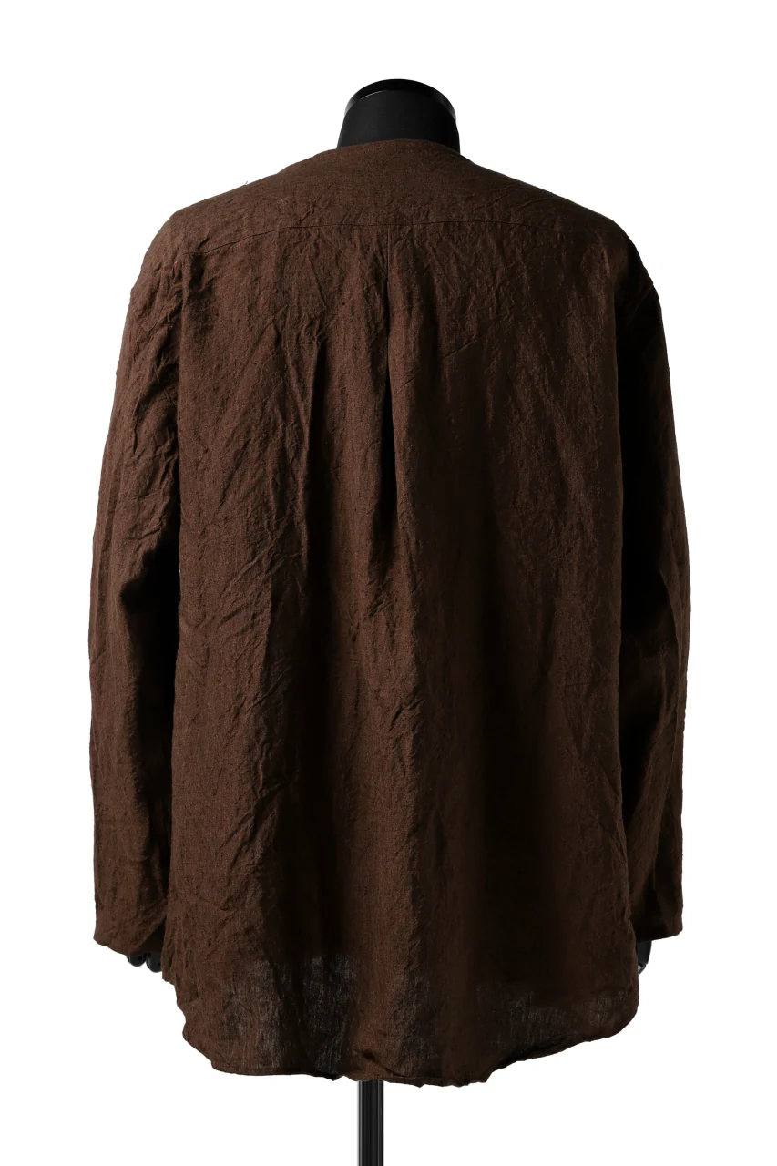 YUTA MATSUOKA minimal shirt / sulfur dyed washer linen (DARK RED) - Image 12