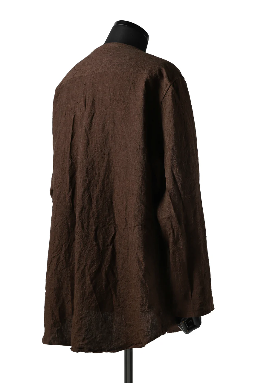 YUTA MATSUOKA minimal shirt / sulfur dyed washer linen (DARK RED) - Image 13