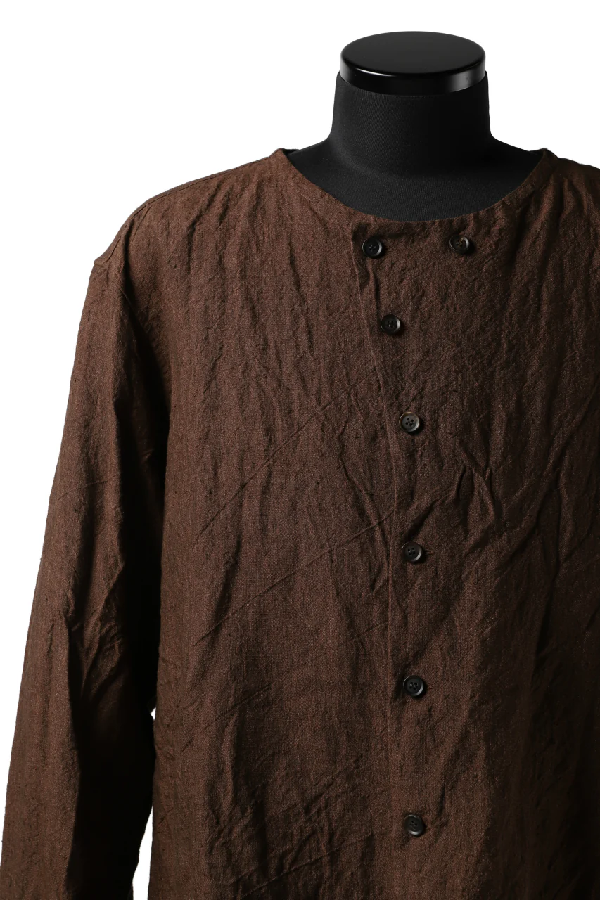 YUTA MATSUOKA minimal shirt / sulfur dyed washer linen (DARK RED) - Image 14