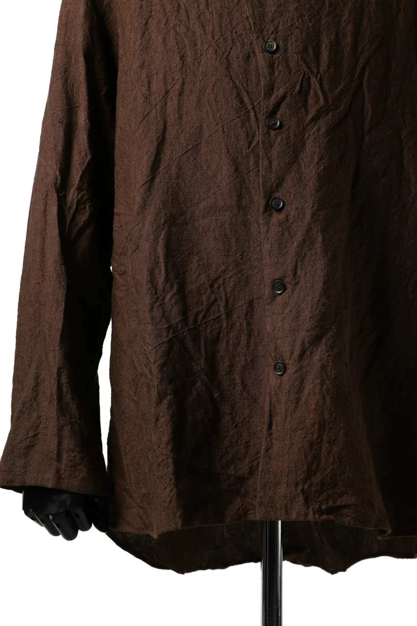 YUTA MATSUOKA minimal shirt / sulfur dyed washer linen (DARK RED) - Image 15