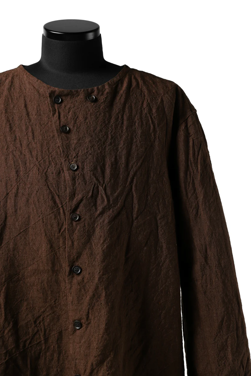 YUTA MATSUOKA minimal shirt / sulfur dyed washer linen (DARK RED) - Image 17