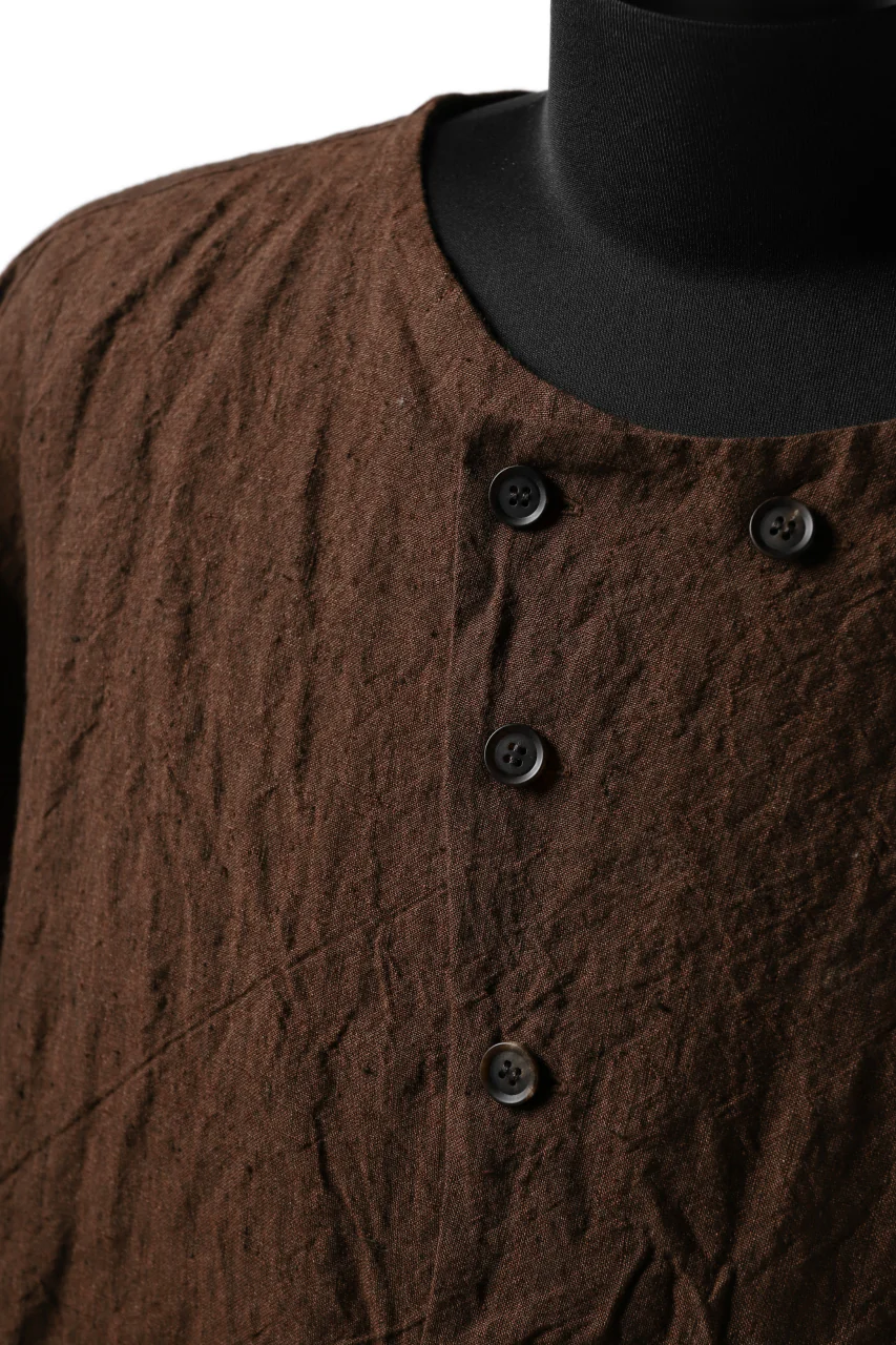 YUTA MATSUOKA minimal shirt / sulfur dyed washer linen (DARK RED) - Image 18