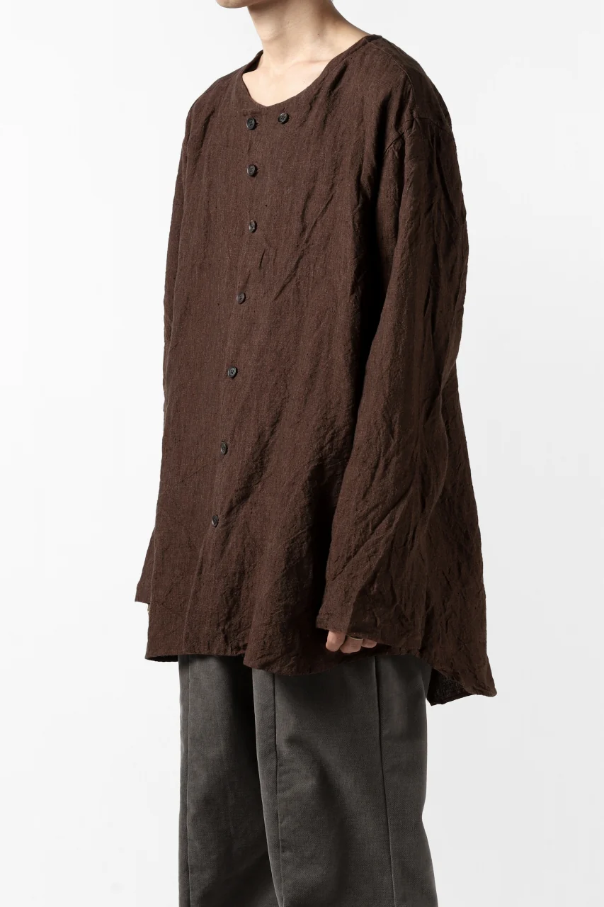 YUTA MATSUOKA minimal shirt / sulfur dyed washer linen (DARK RED) - Image 22