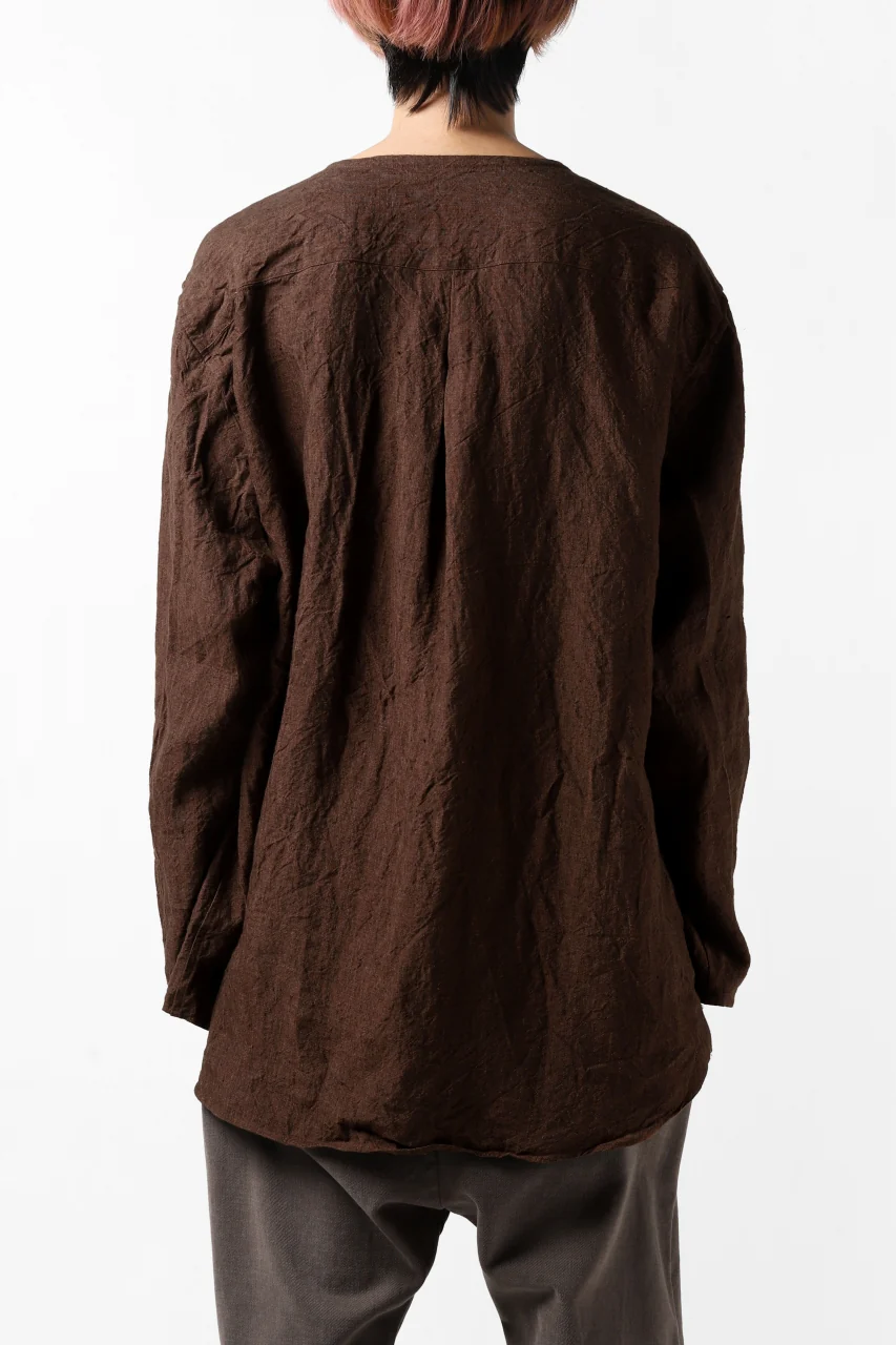YUTA MATSUOKA minimal shirt / sulfur dyed washer linen (DARK RED) - Image 23