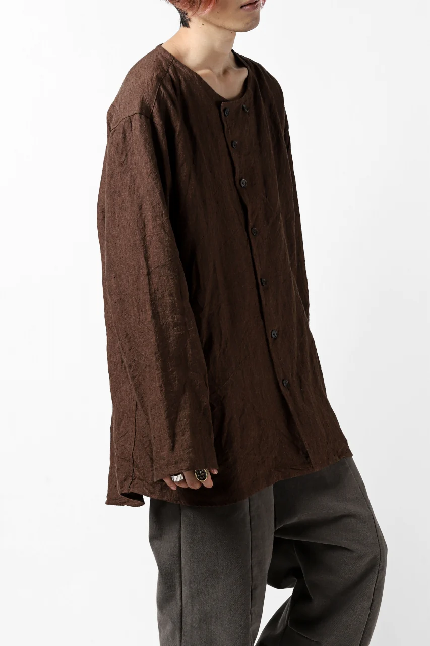 YUTA MATSUOKA minimal shirt / sulfur dyed washer linen (DARK RED) - Image 25