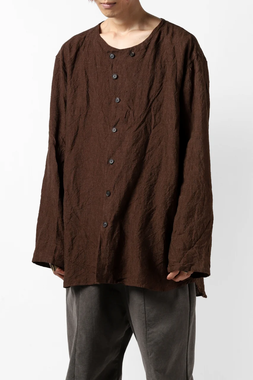 YUTA MATSUOKA minimal shirt / sulfur dyed washer linen (DARK RED) - Image 26