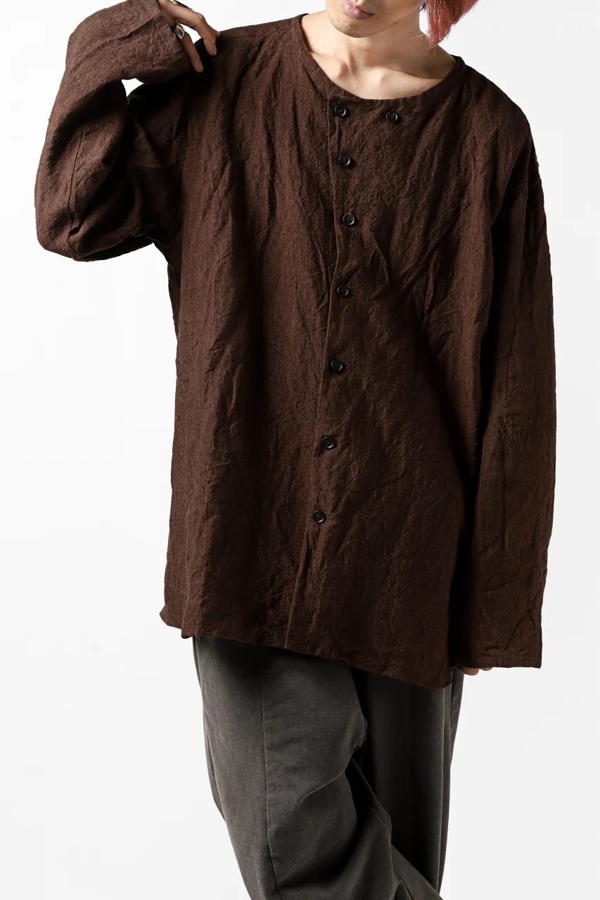 YUTA MATSUOKA minimal shirt / sulfur dyed washer linen (DARK RED) - Image 27
