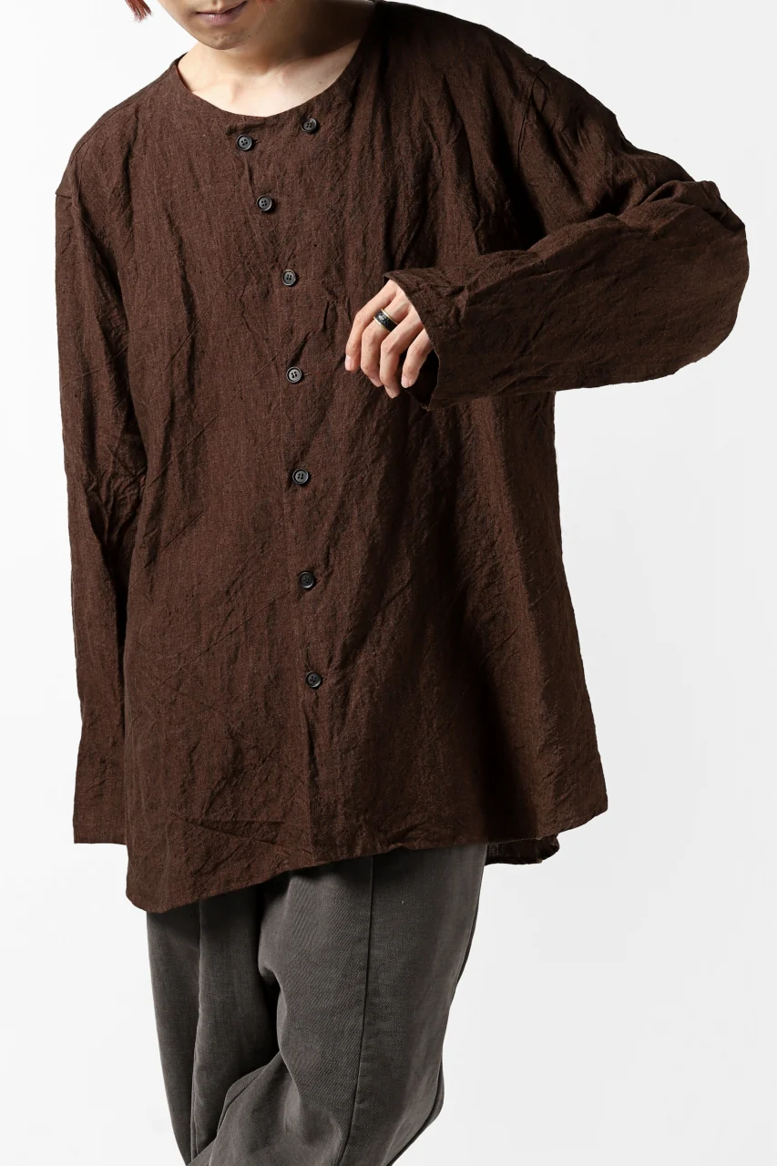 YUTA MATSUOKA minimal shirt / sulfur dyed washer linen (DARK RED) - Image 28