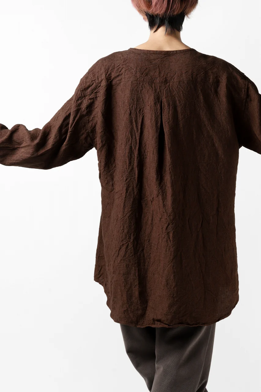 YUTA MATSUOKA minimal shirt / sulfur dyed washer linen (DARK RED) - Image 29