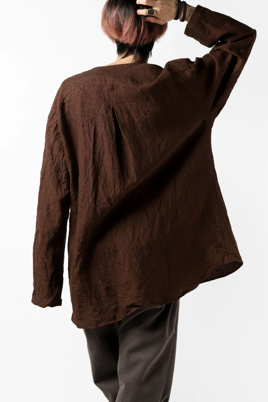 YUTA MATSUOKA minimal shirt / sulfur dyed washer linen (DARK RED) - Image 30