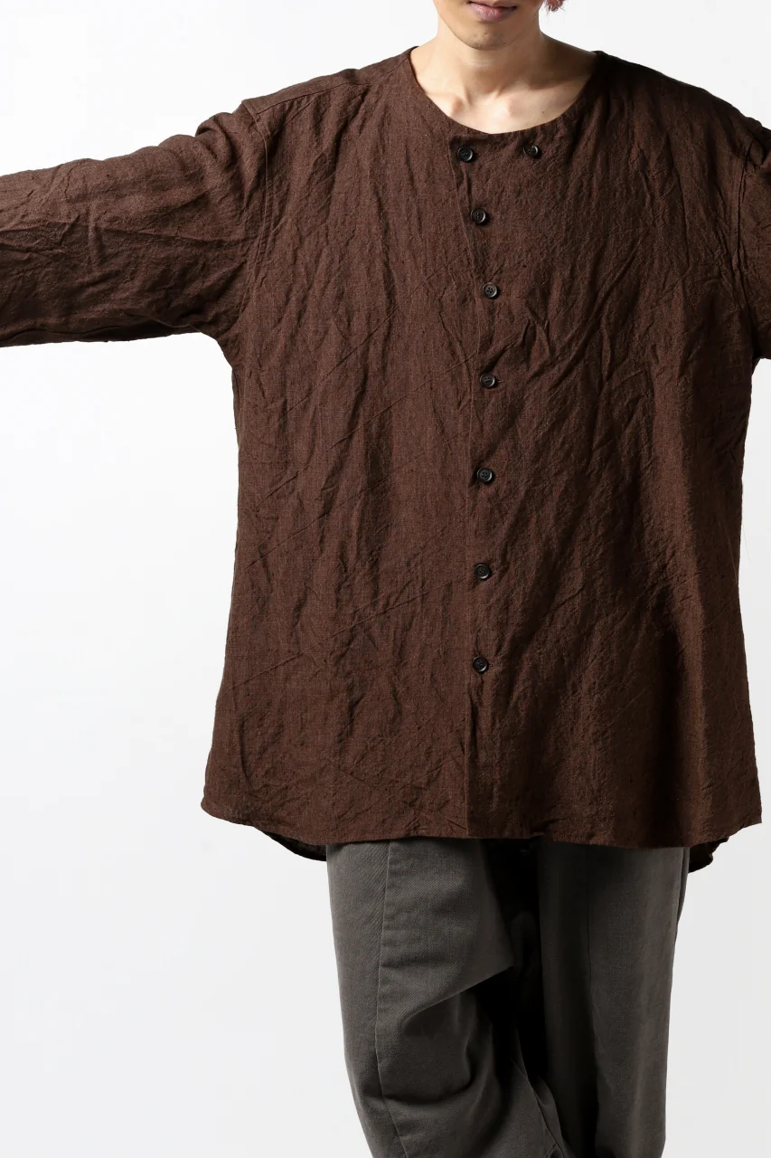 YUTA MATSUOKA minimal shirt / sulfur dyed washer linen (DARK RED) - Image 31