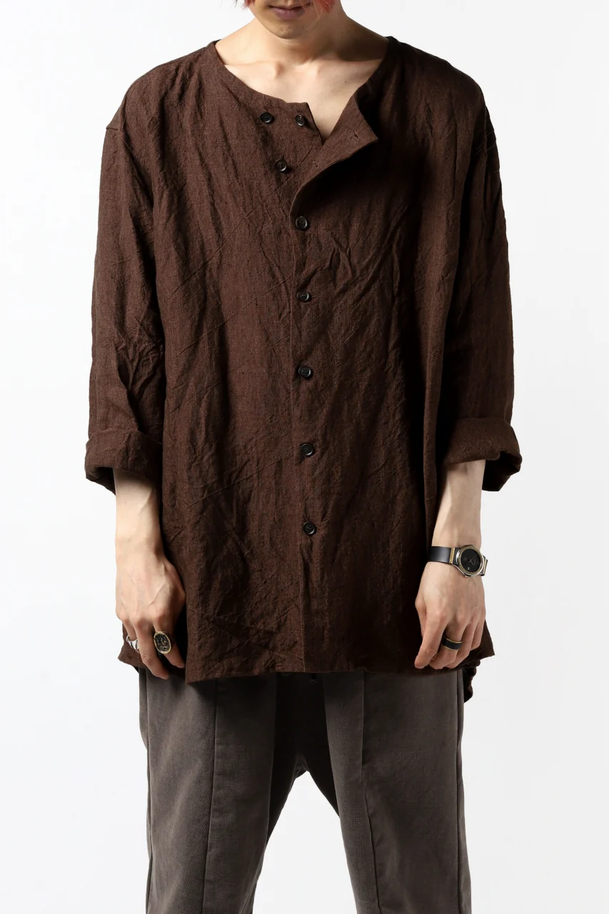 YUTA MATSUOKA minimal shirt / sulfur dyed washer linen (DARK RED) - Image 32
