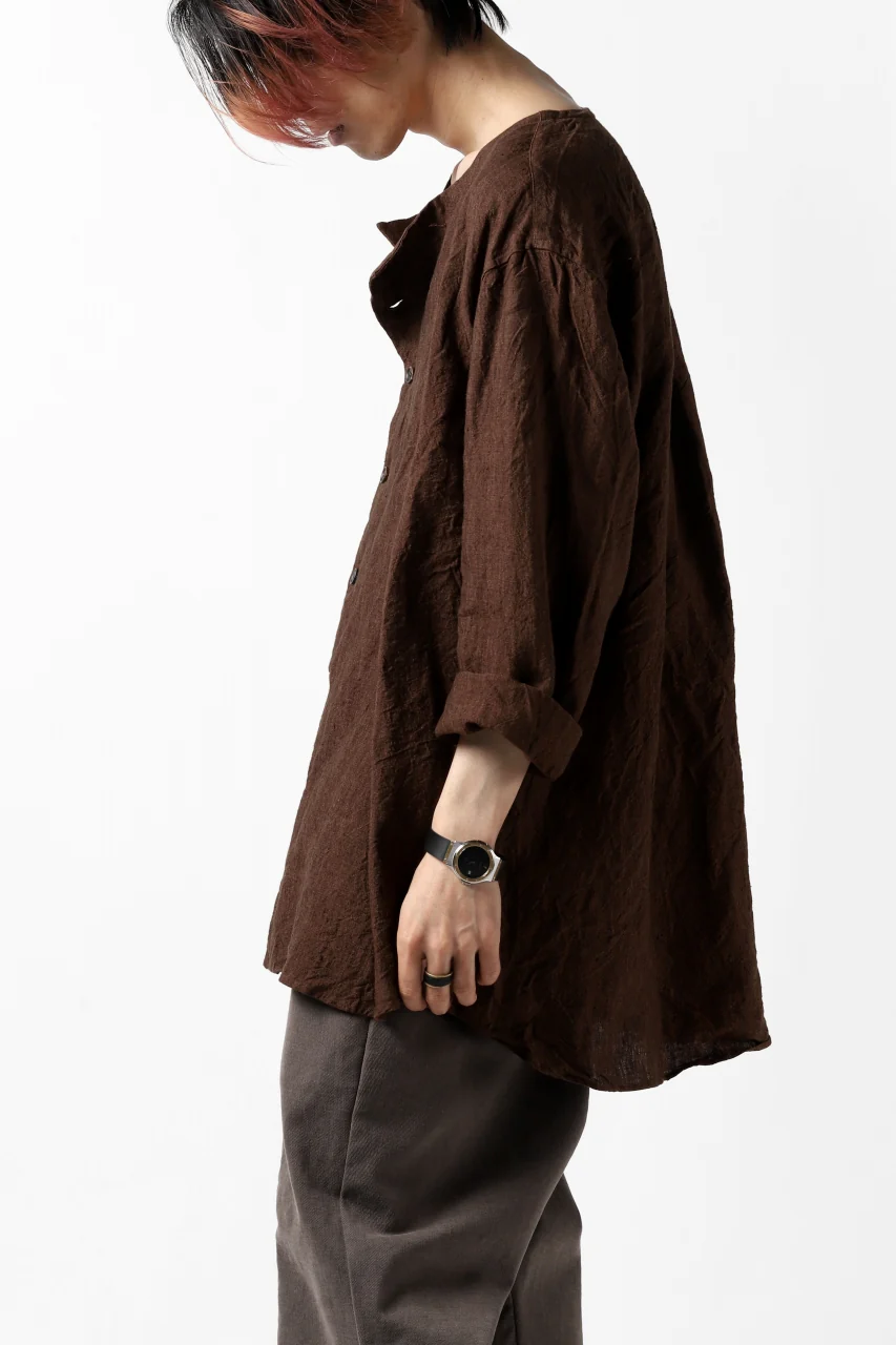 YUTA MATSUOKA minimal shirt / sulfur dyed washer linen (DARK RED) - Image 33