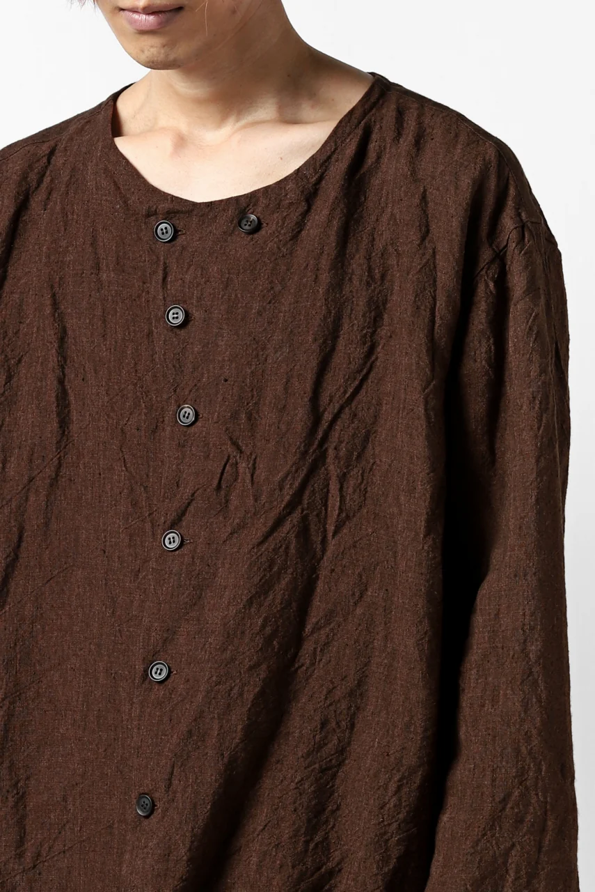 YUTA MATSUOKA minimal shirt / sulfur dyed washer linen (DARK RED) - Image 34