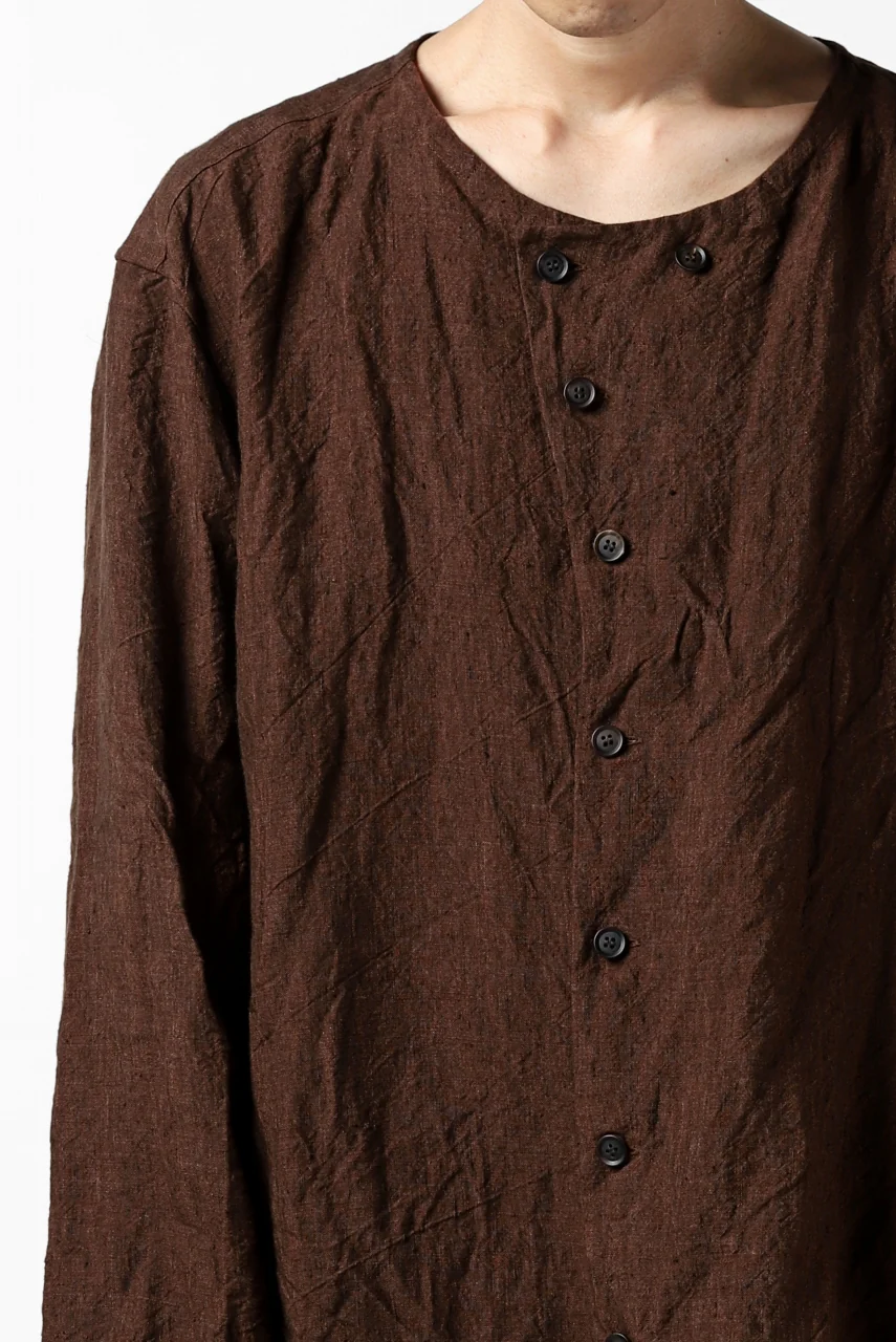 YUTA MATSUOKA minimal shirt / sulfur dyed washer linen (DARK RED) - Image 35