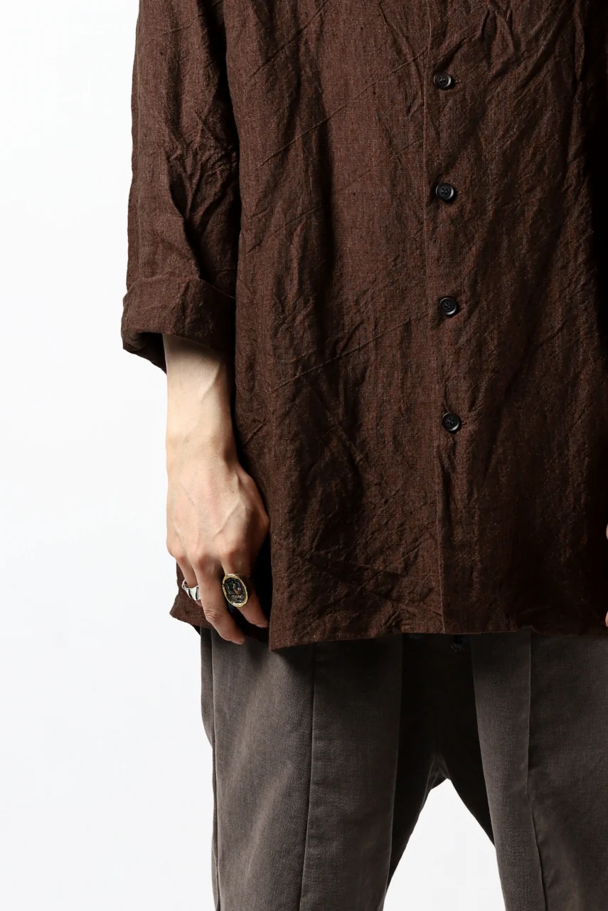 YUTA MATSUOKA minimal shirt / sulfur dyed washer linen (DARK RED) - Image 36