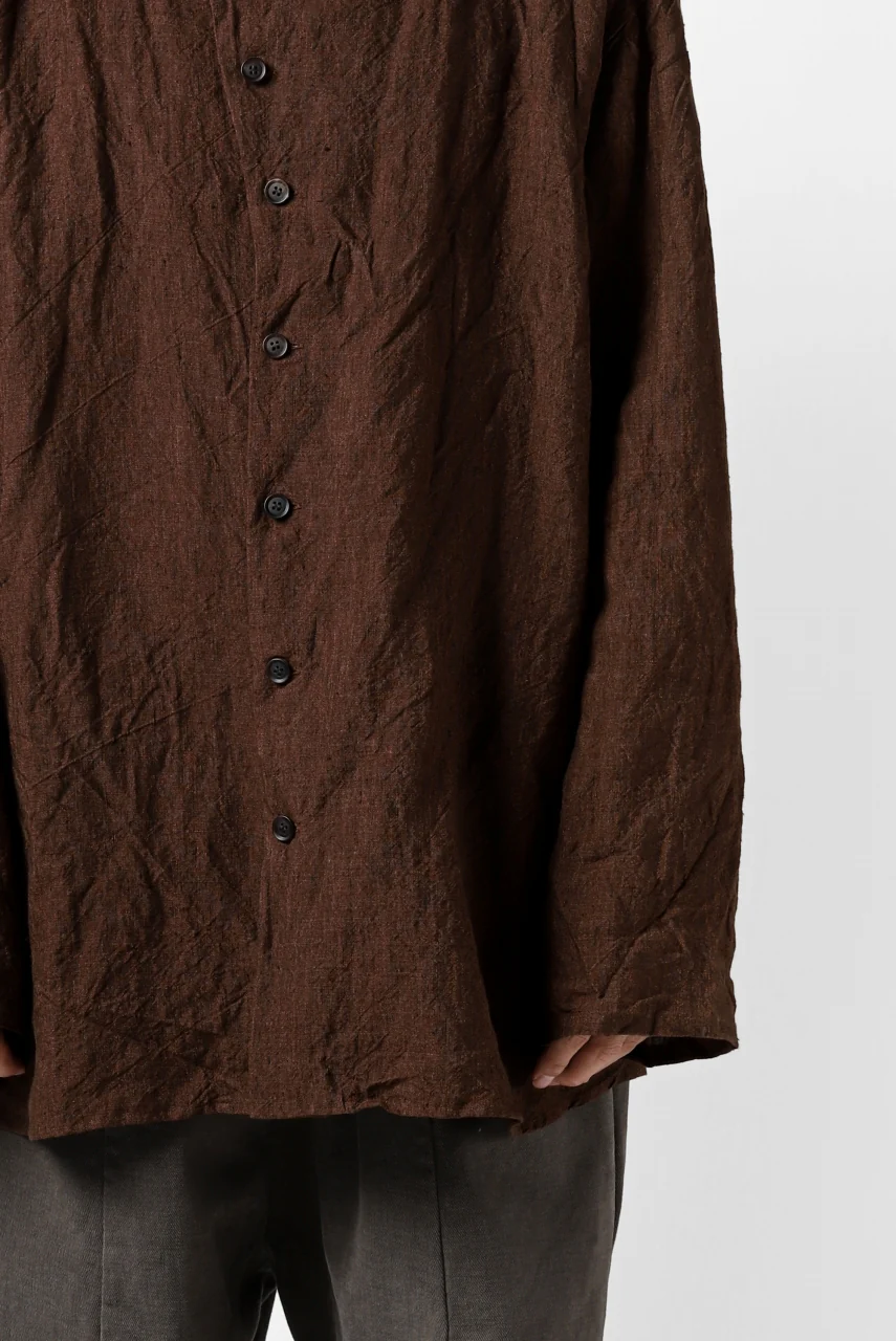 YUTA MATSUOKA minimal shirt / sulfur dyed washer linen (DARK RED) - Image 37
