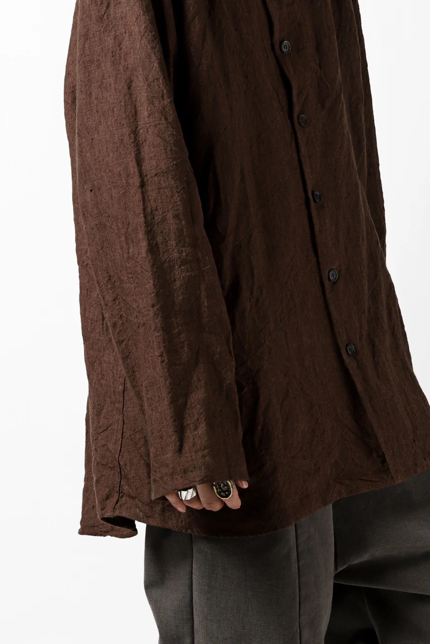 YUTA MATSUOKA minimal shirt / sulfur dyed washer linen (DARK RED) - Image 38