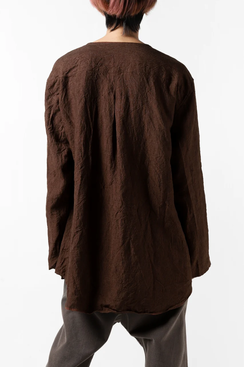 YUTA MATSUOKA minimal shirt / sulfur dyed washer linen (DARK RED) - Image 4