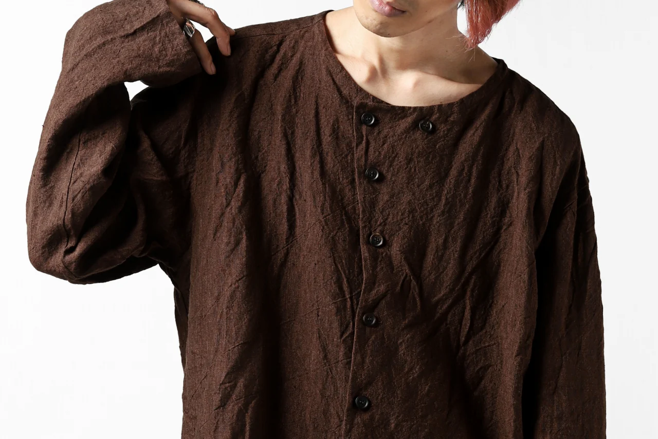 YUTA MATSUOKA minimal shirt / sulfur dyed washer linen (DARK RED) - Image 41