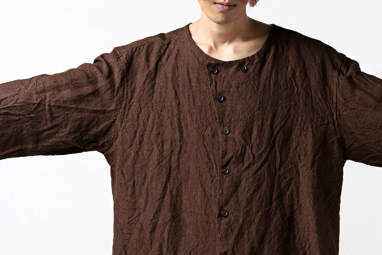 YUTA MATSUOKA minimal shirt / sulfur dyed washer linen (DARK RED) - Image 42