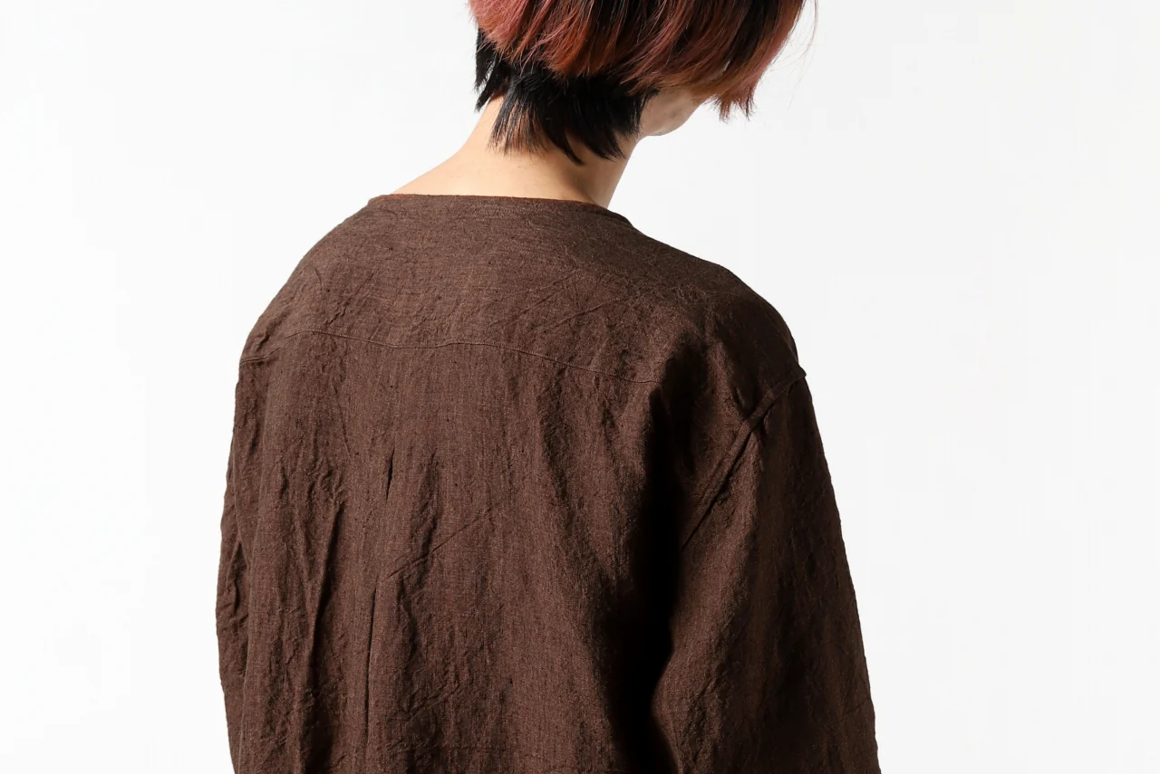 YUTA MATSUOKA minimal shirt / sulfur dyed washer linen (DARK RED) - Image 43