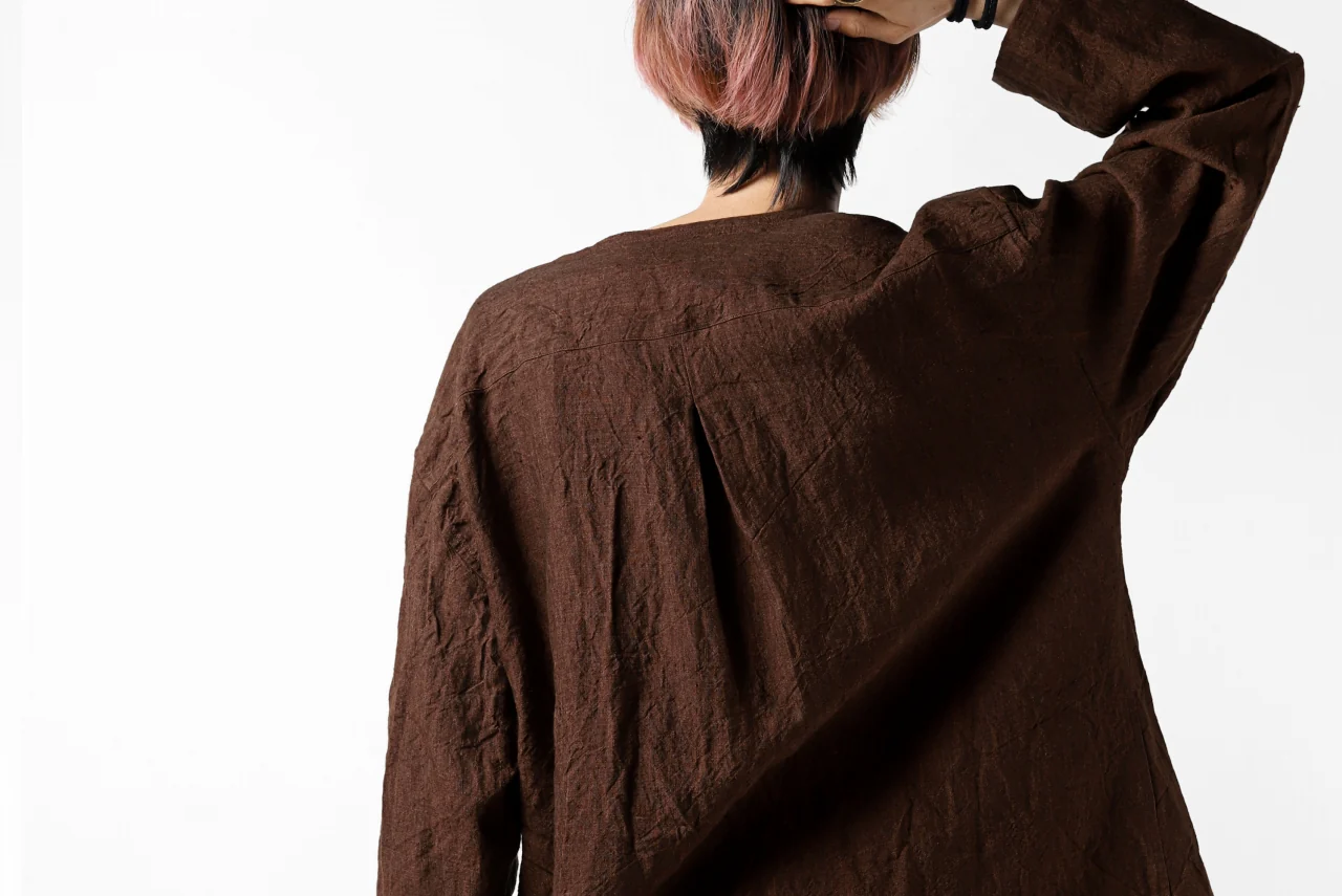 YUTA MATSUOKA minimal shirt / sulfur dyed washer linen (DARK RED) - Image 46
