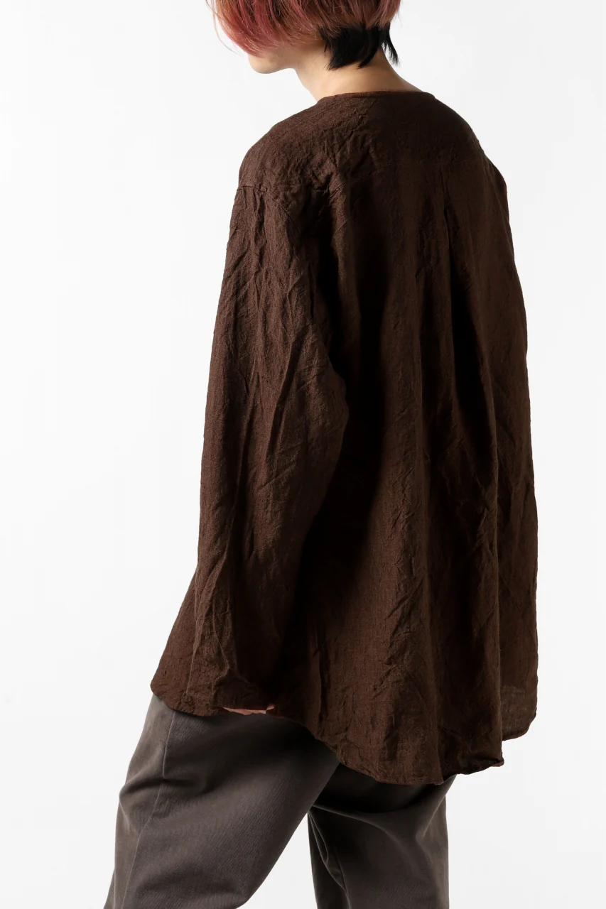 YUTA MATSUOKA minimal shirt / sulfur dyed washer linen (DARK RED) - Image 5