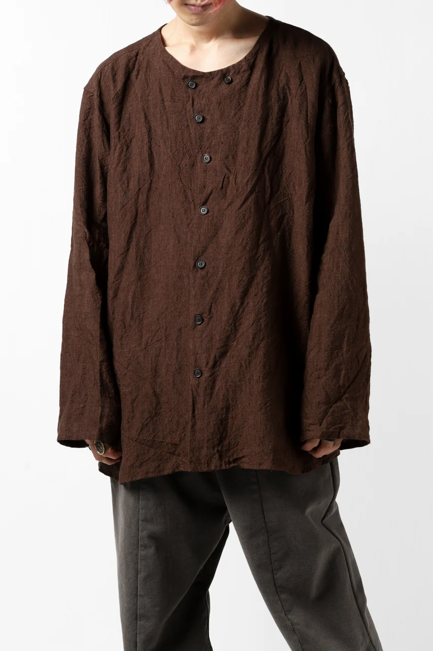 YUTA MATSUOKA minimal shirt / sulfur dyed washer linen (DARK RED) - Image 6