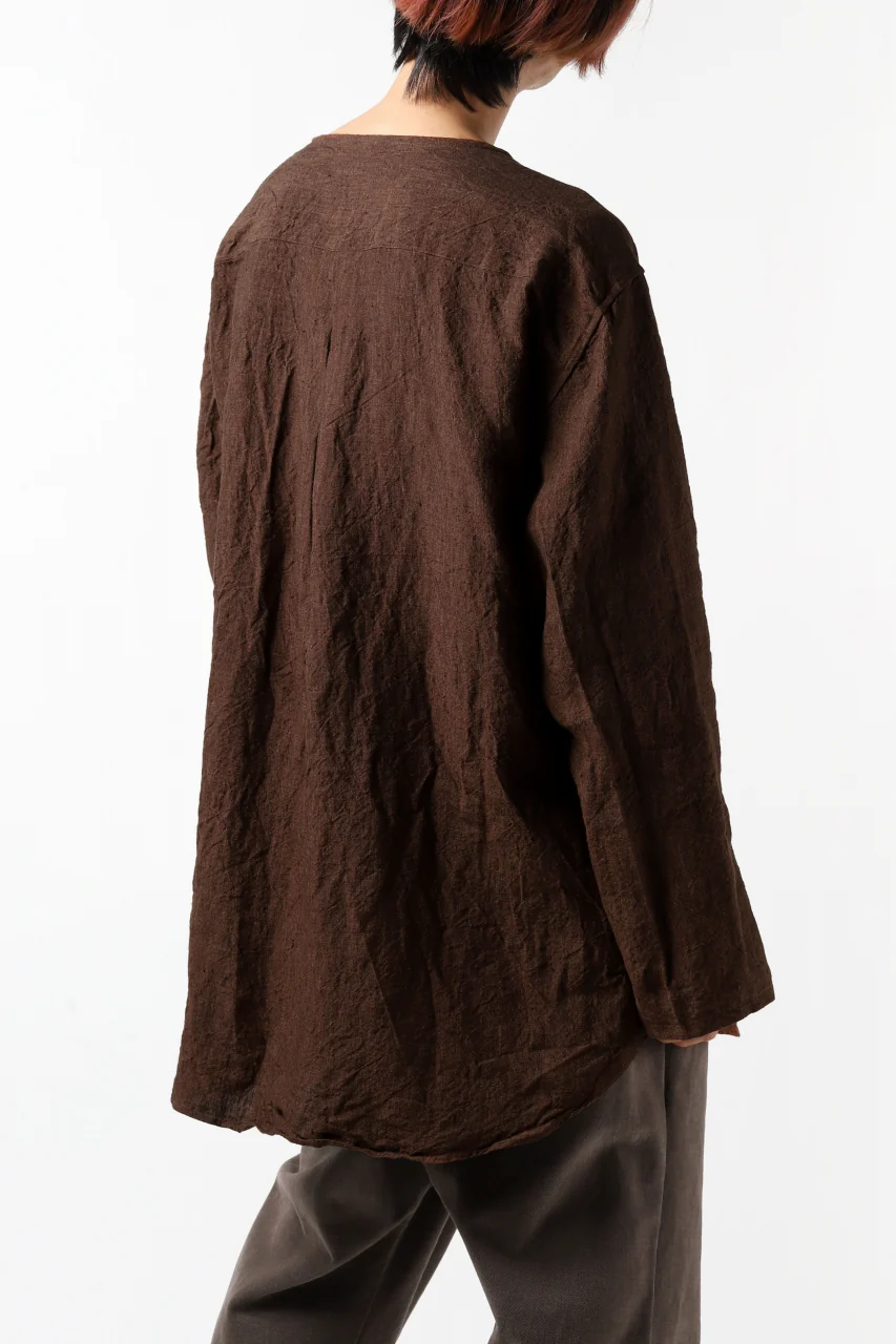 YUTA MATSUOKA minimal shirt / sulfur dyed washer linen (DARK RED) - Image 7