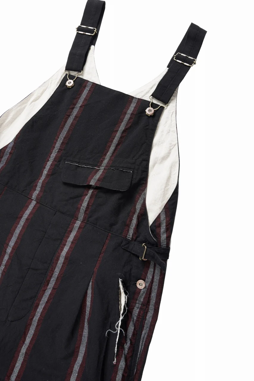 YUTA MATSUOKA overalls / tussah linen stripe (black stripe) - Image 10