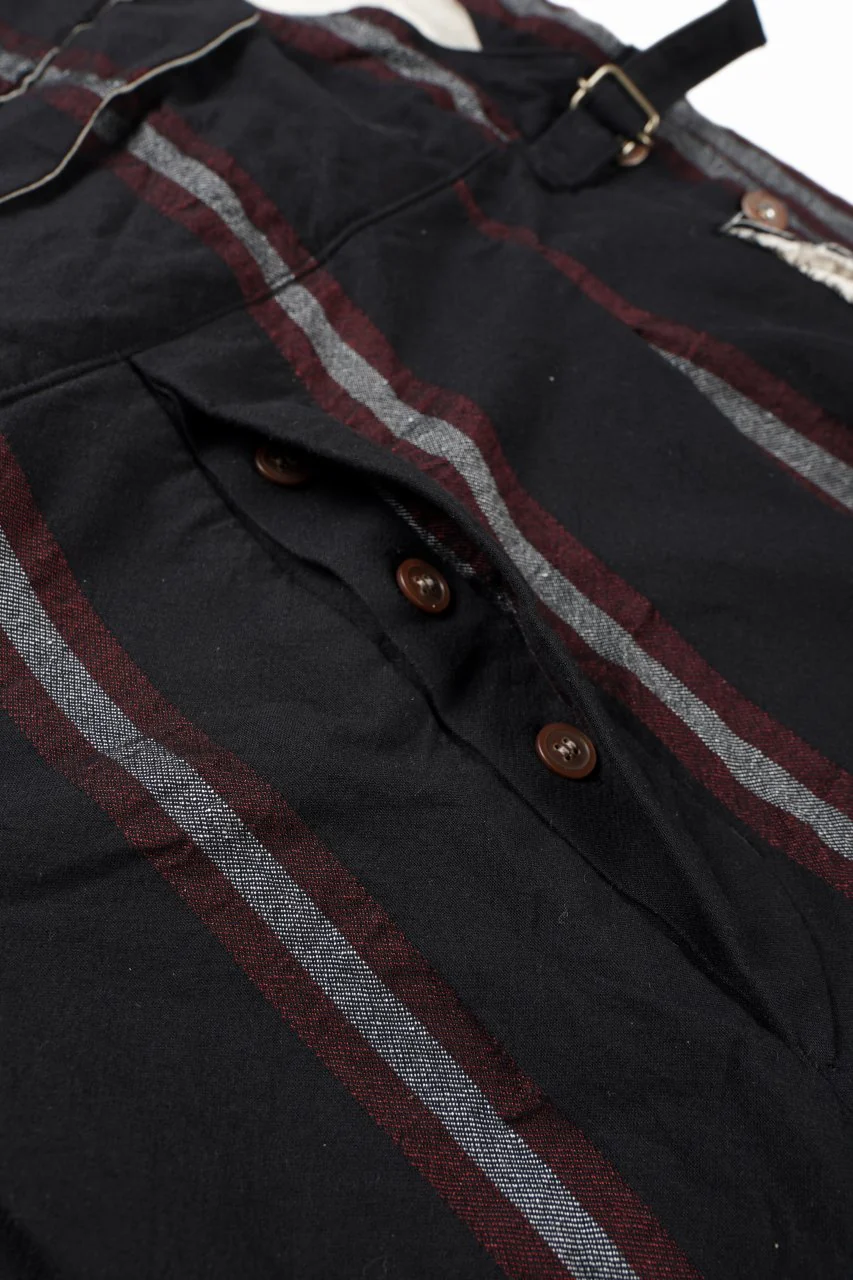 YUTA MATSUOKA overalls / tussah linen stripe (black stripe) - Image 11