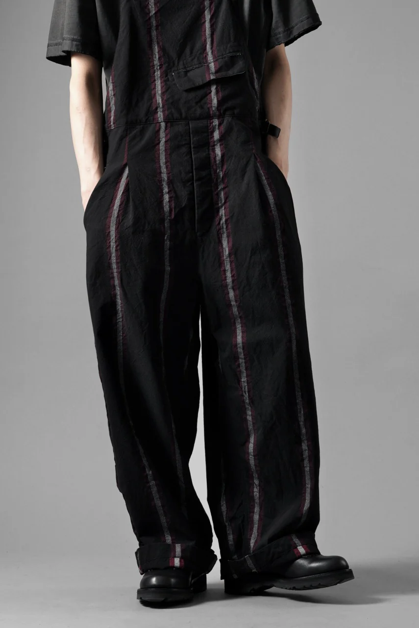 YUTA MATSUOKA overalls / tussah linen stripe (black stripe) - Image 4