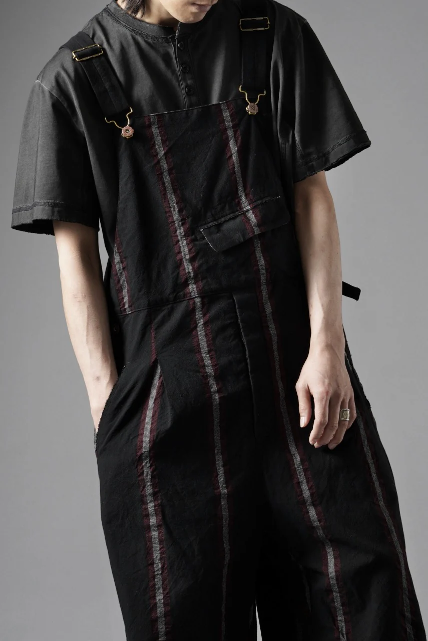 YUTA MATSUOKA overalls / tussah linen stripe (black stripe) - Image 5