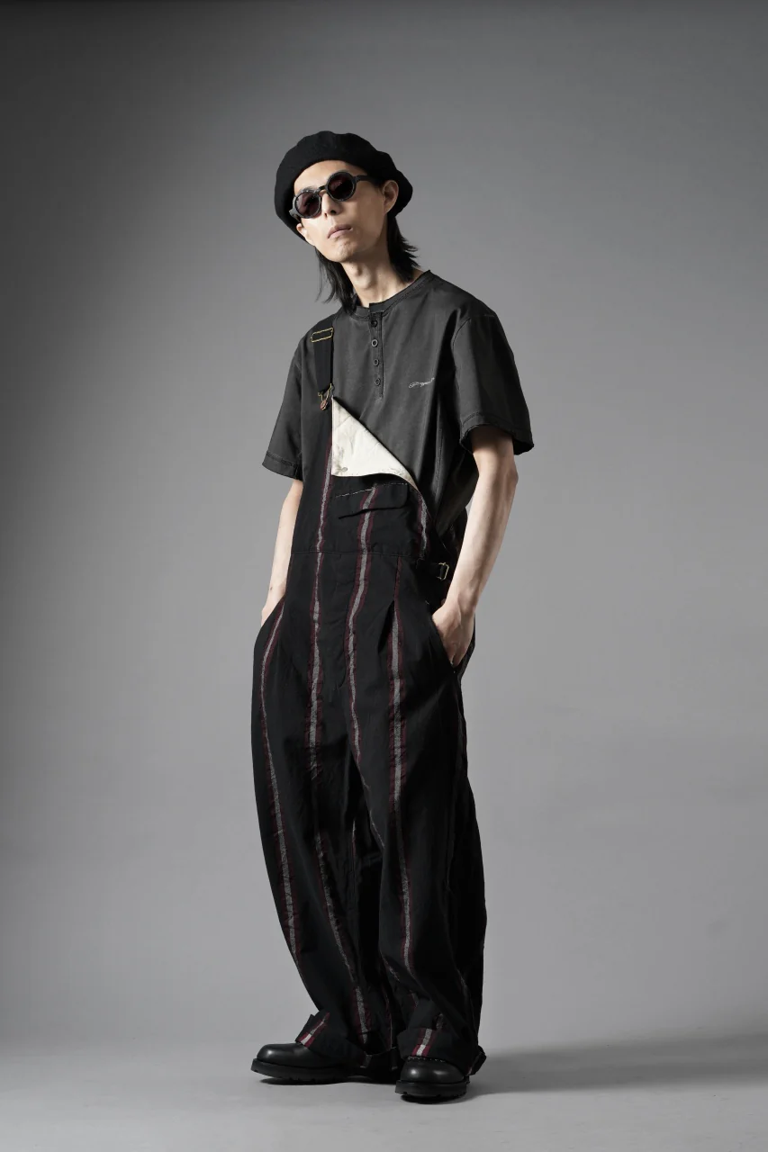 YUTA MATSUOKA overalls / tussah linen stripe (black stripe) - Image 6