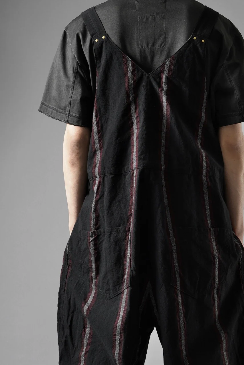 YUTA MATSUOKA overalls / tussah linen stripe (black stripe) - Image 8