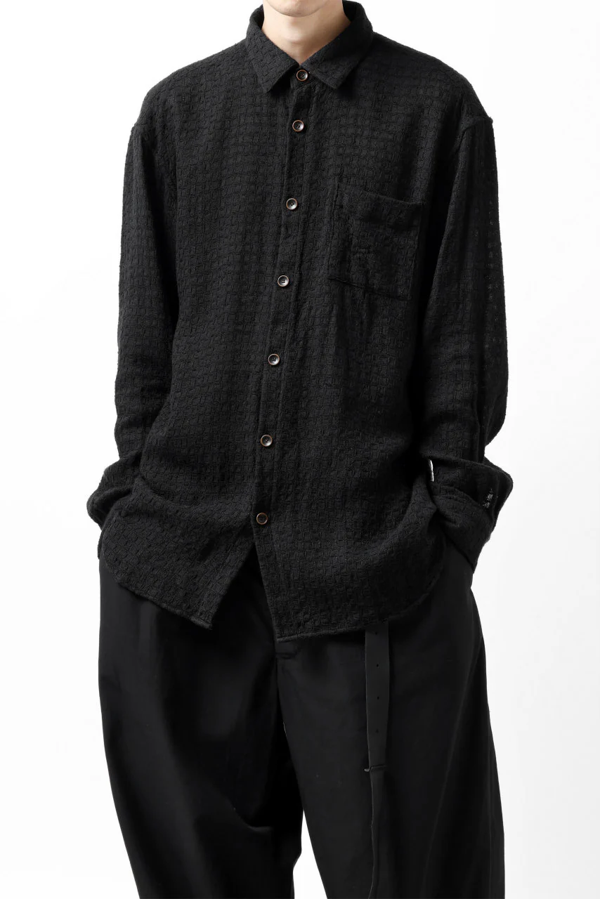 YUTA MATSUOKA plain shirt / dobby check (black) - Image 10