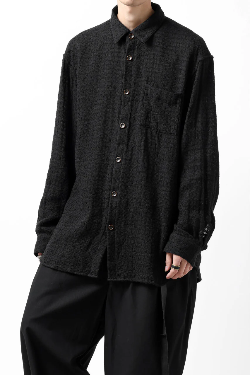 YUTA MATSUOKA plain shirt / dobby check (black) - Image 11