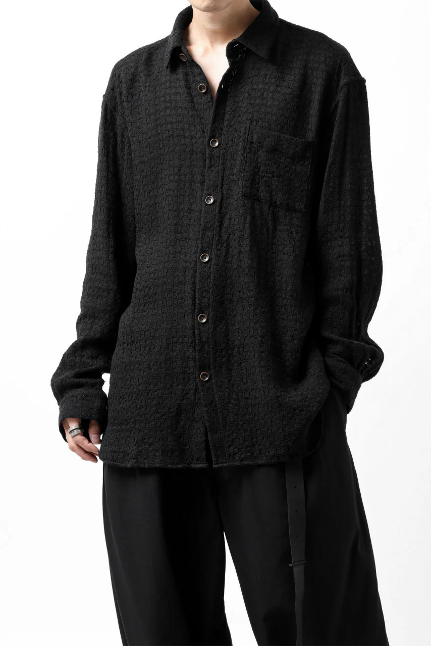 YUTA MATSUOKA plain shirt / dobby check (black) - Image 14
