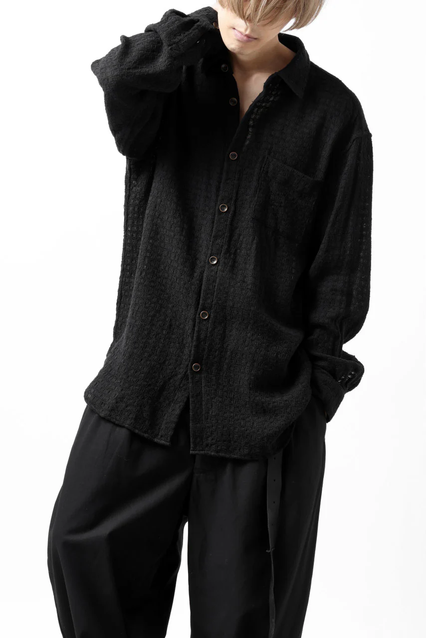 YUTA MATSUOKA plain shirt / dobby check (black) - Image 15