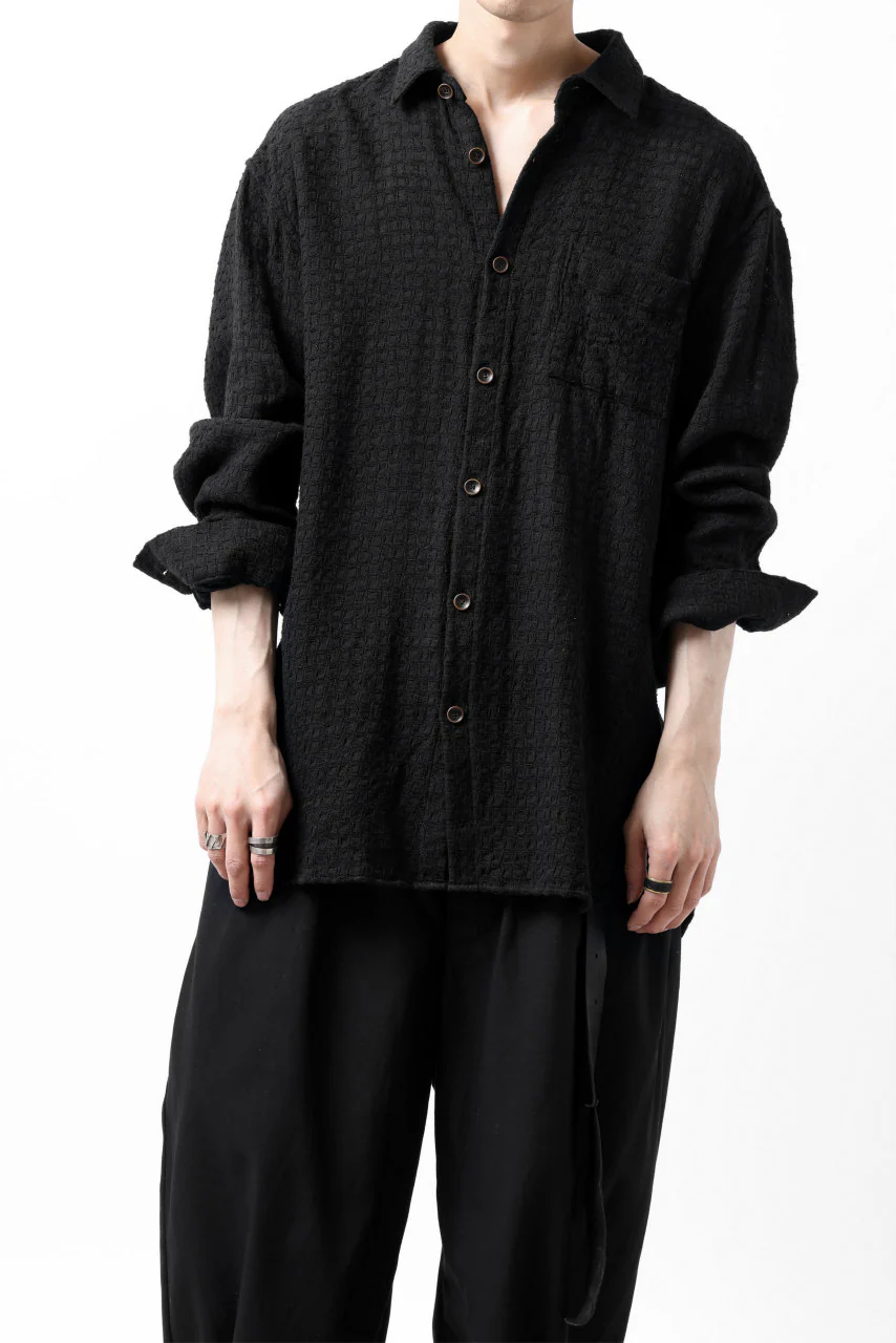 YUTA MATSUOKA plain shirt / dobby check (black) - Image 16