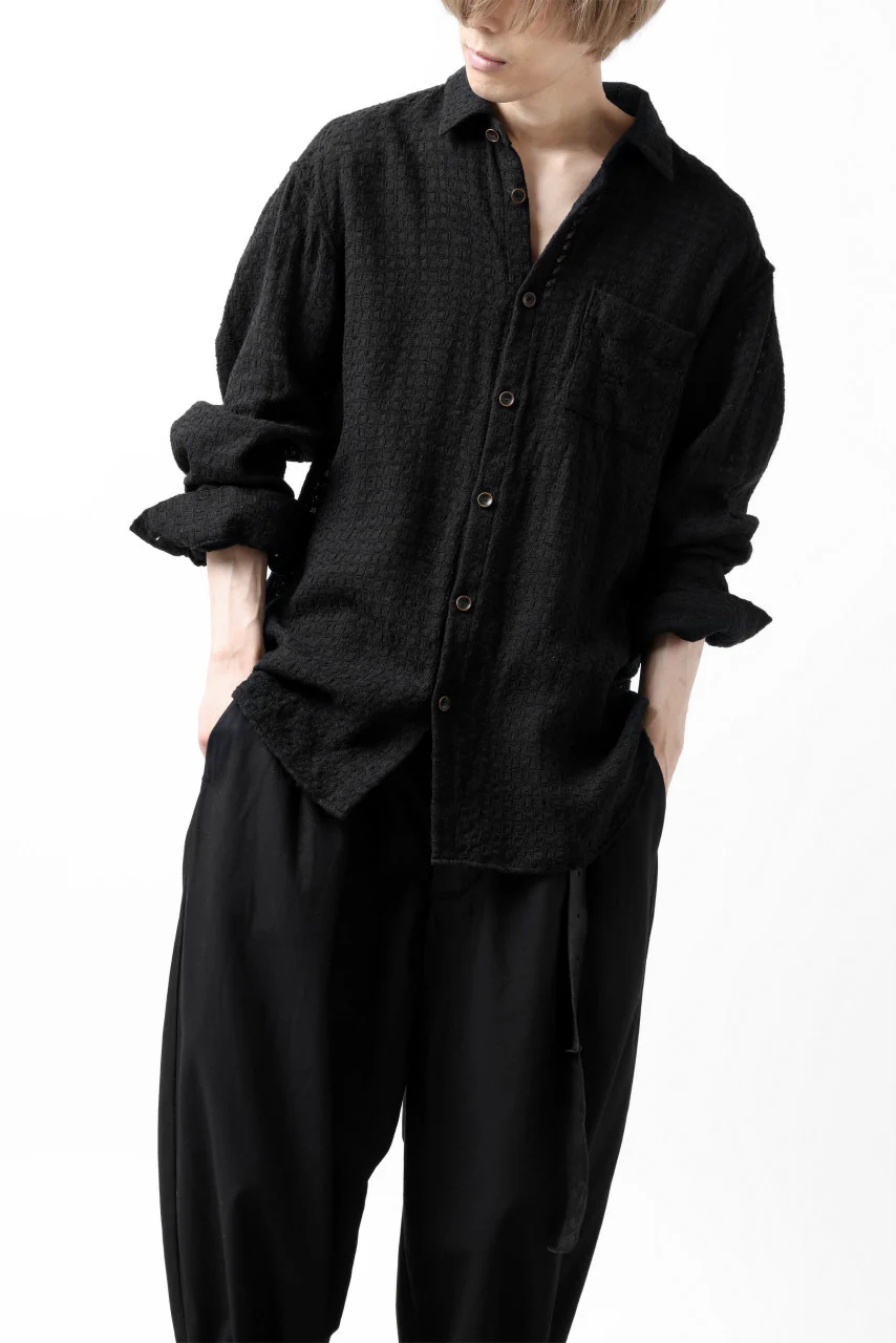 YUTA MATSUOKA plain shirt / dobby check (black) - Image 17
