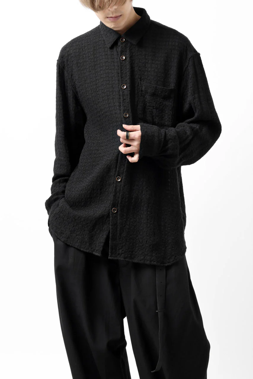 YUTA MATSUOKA plain shirt / dobby check (black) - Image 3