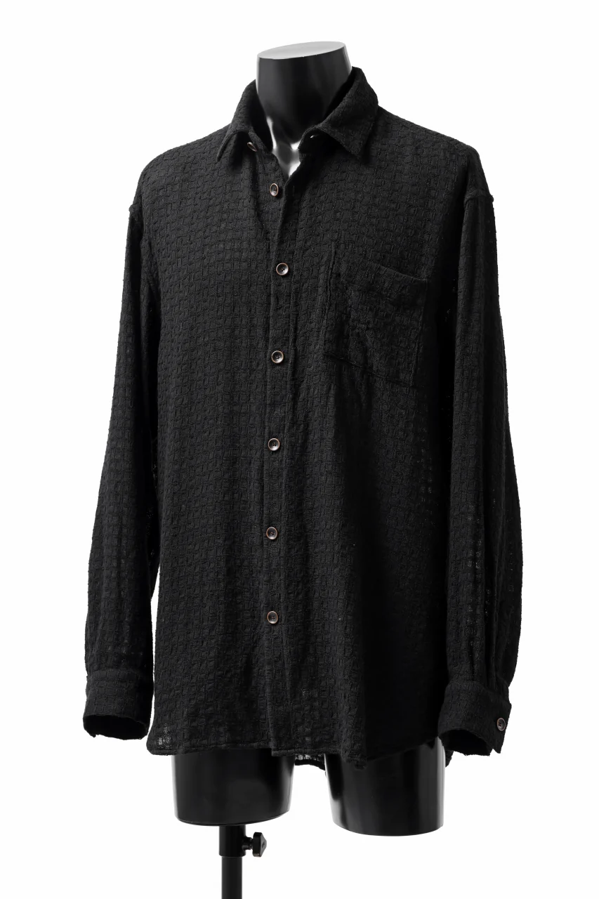 YUTA MATSUOKA plain shirt / dobby check (black) - Image 6