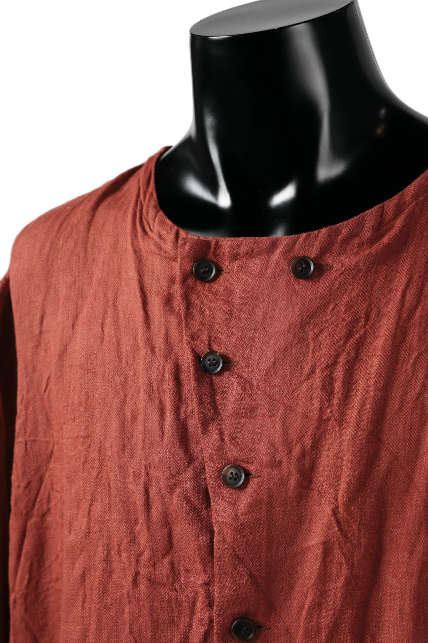 YUTA MATSUOKA round neck shirt / sulfur dyed washer linen (red) - Image 10
