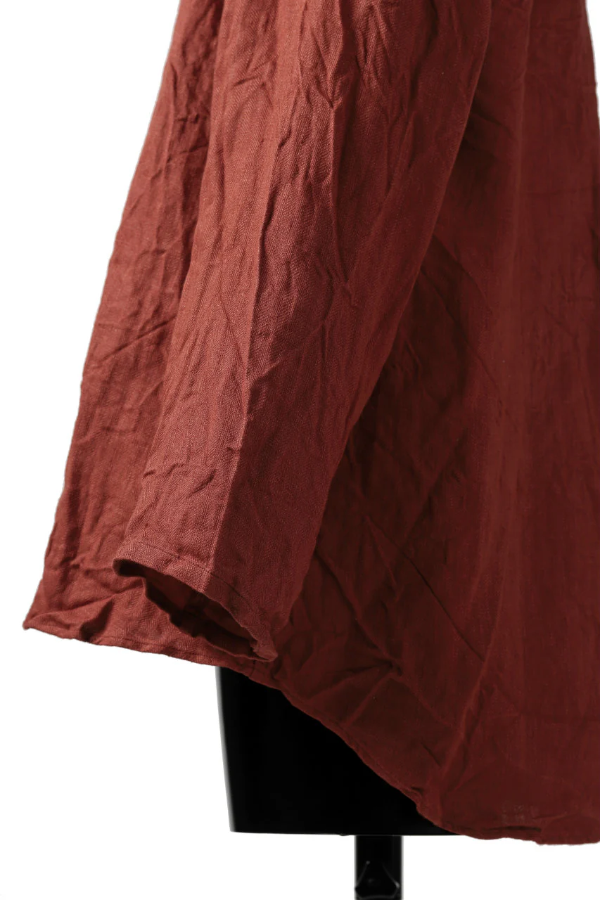 YUTA MATSUOKA round neck shirt / sulfur dyed washer linen (red) - Image 11