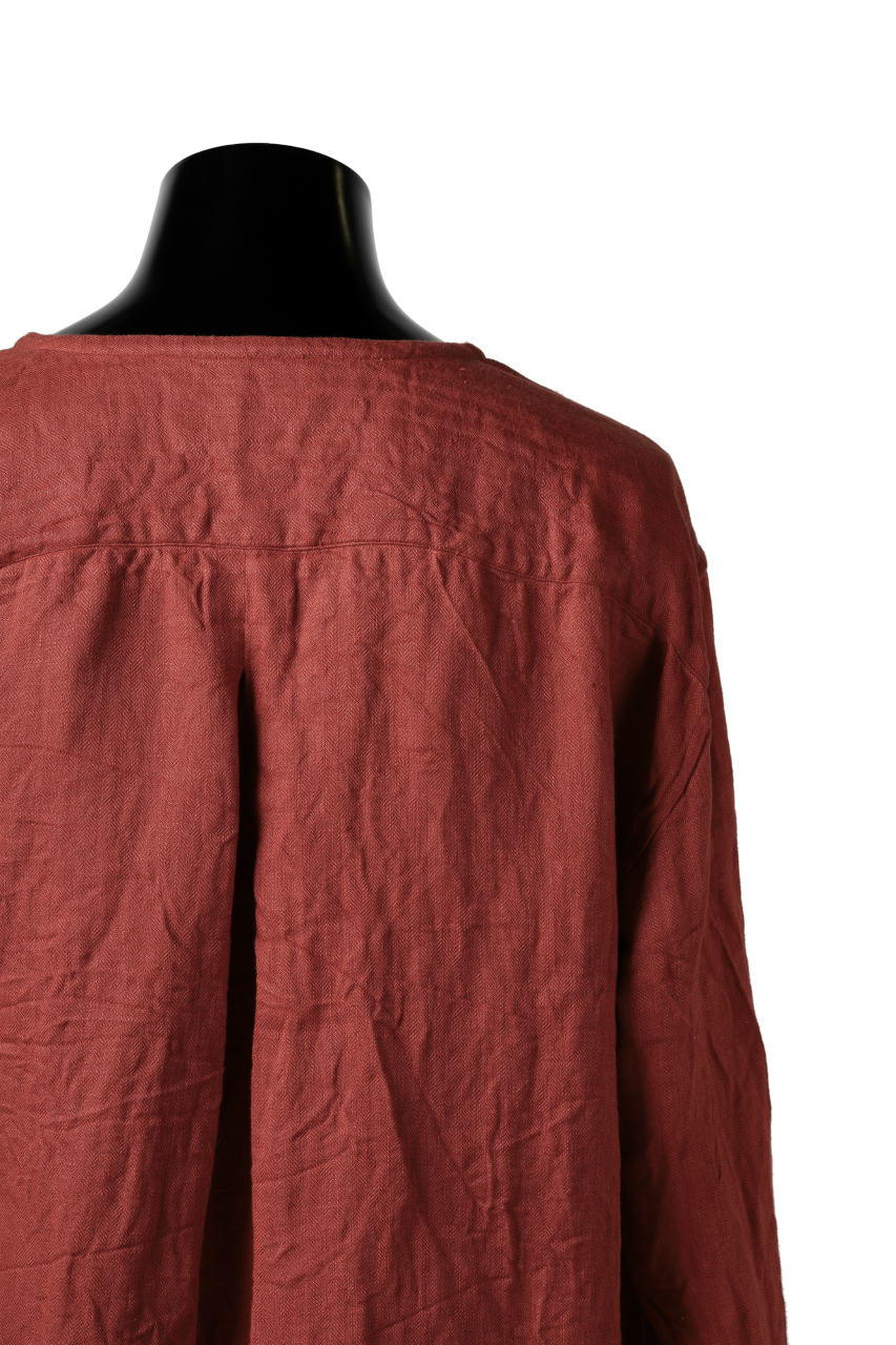 YUTA MATSUOKA round neck shirt / sulfur dyed washer linen (red) - Image 12