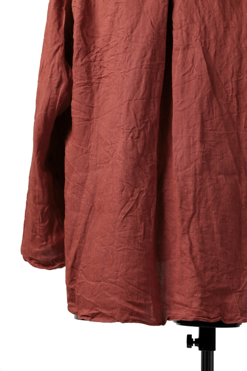 YUTA MATSUOKA round neck shirt / sulfur dyed washer linen (red) - Image 13